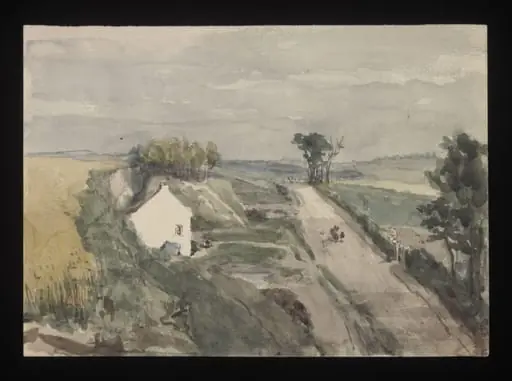 Watercolour drawing by the Grieve family, showing a country scene, near Minster, Kent