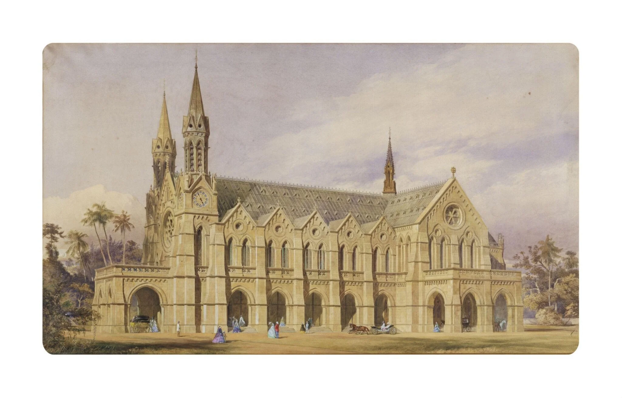 St James's Church, Calcutta, by Christopher George Wray, paint, 1864