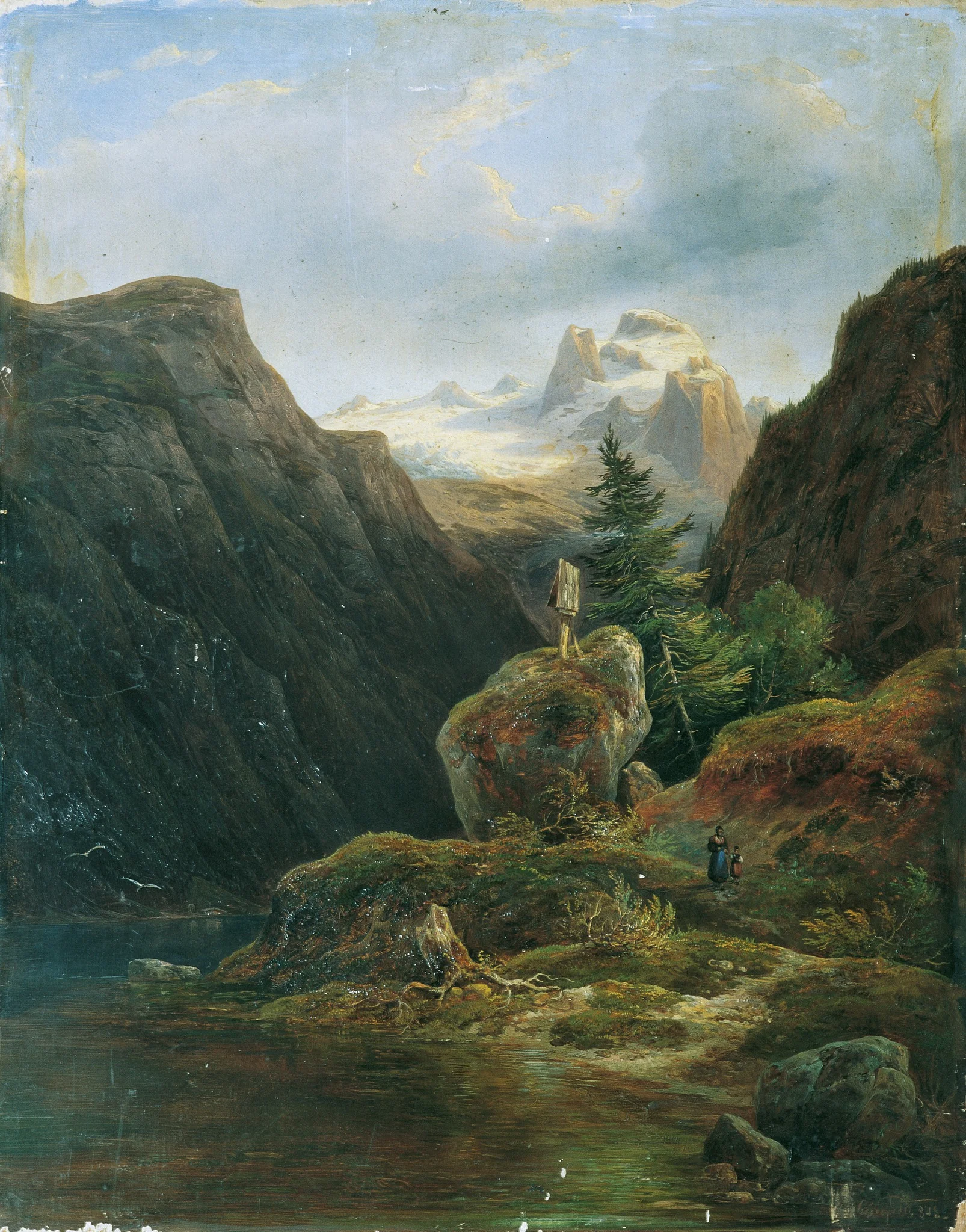 Vorderer Gosausee against Dachstein, by Wilhelm Steinfeld, oil, 1848