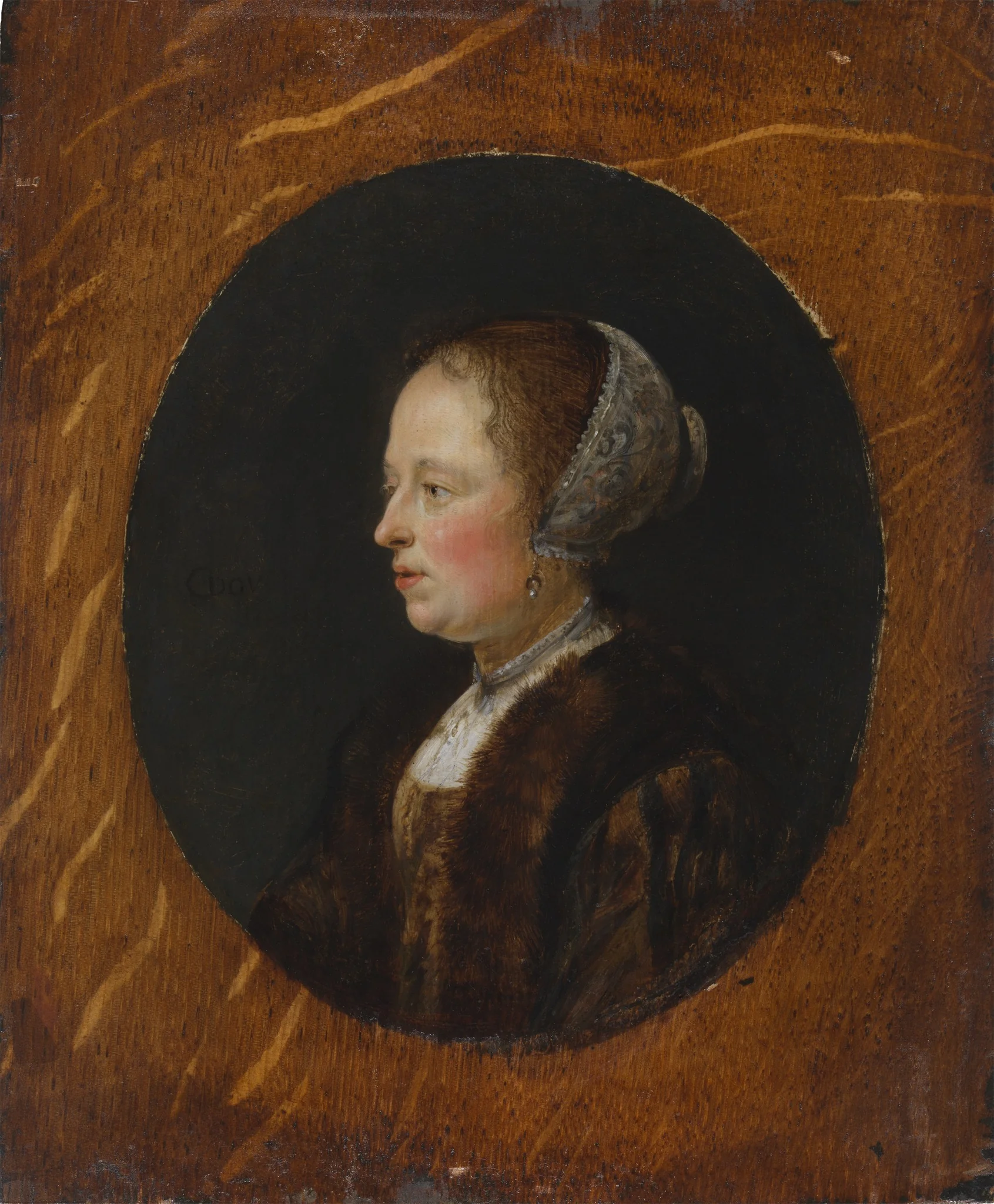 Portrait of a Woman in Profile, by Gerrit Dou, oil, 1637