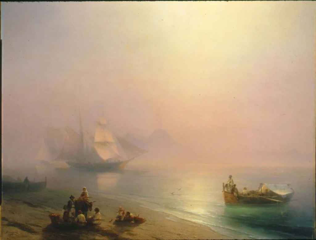 Fishermen and their Families on the Shore of the Bay of Naples, by Ivan Aivazovsky, oil, 1873