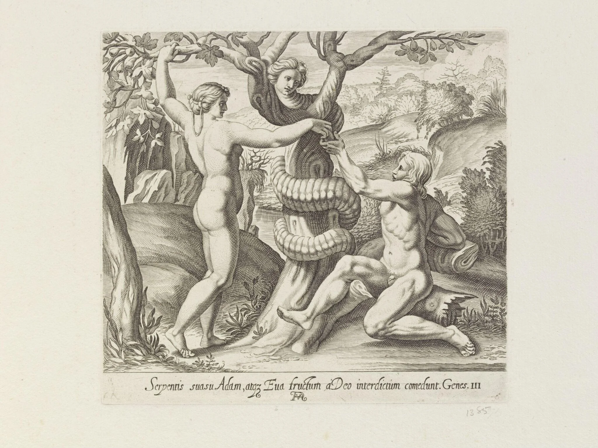 The Temptation of Adam, by Francesco Villamena, 1626
