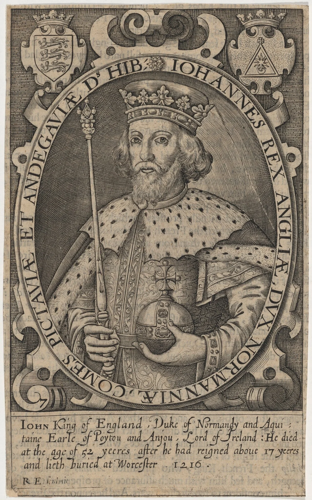 King John, by Renold Elstrack, ink, 1598