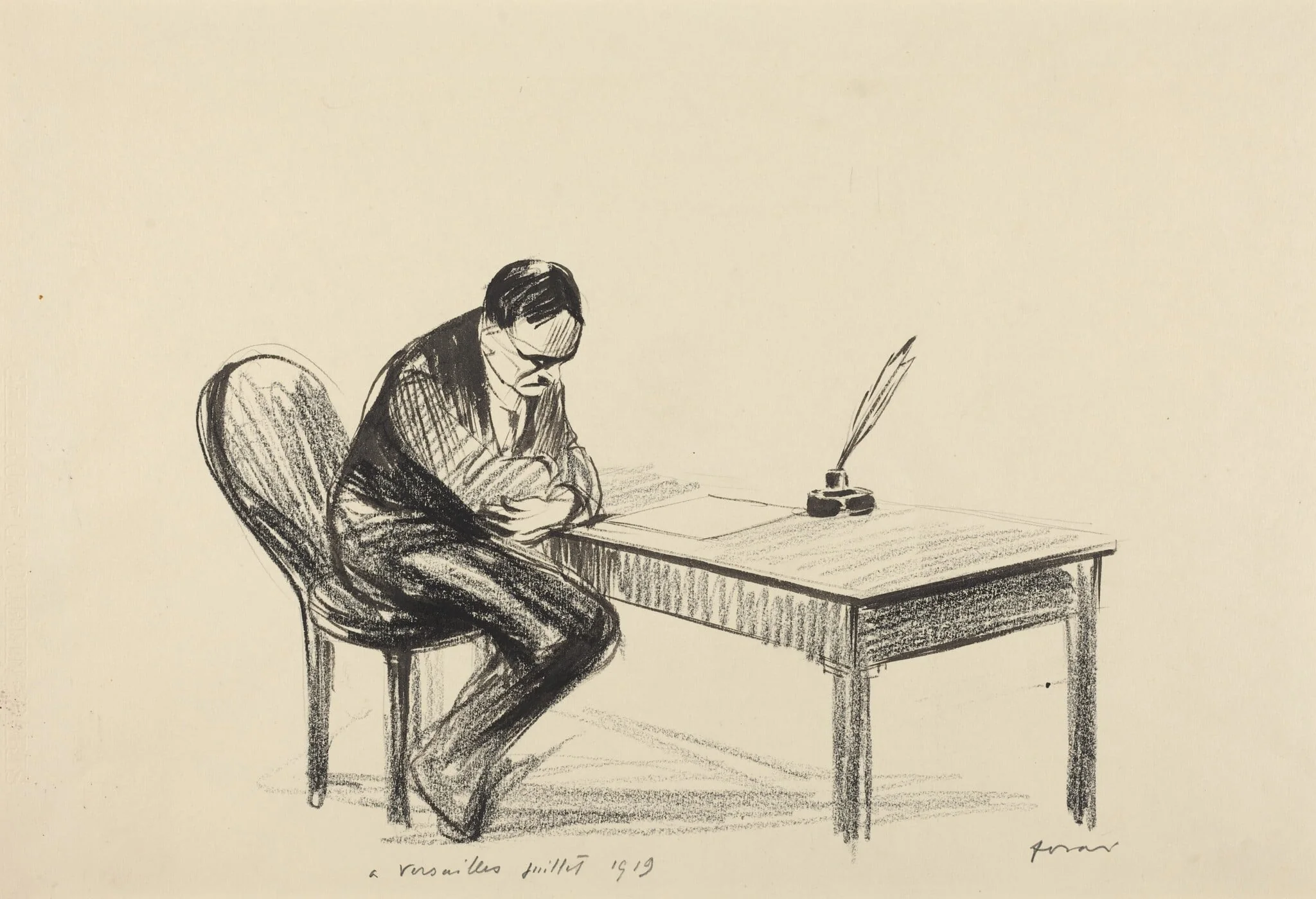 A Versailles juillet 1919, by Jean-Louis Forain, ink, 1919