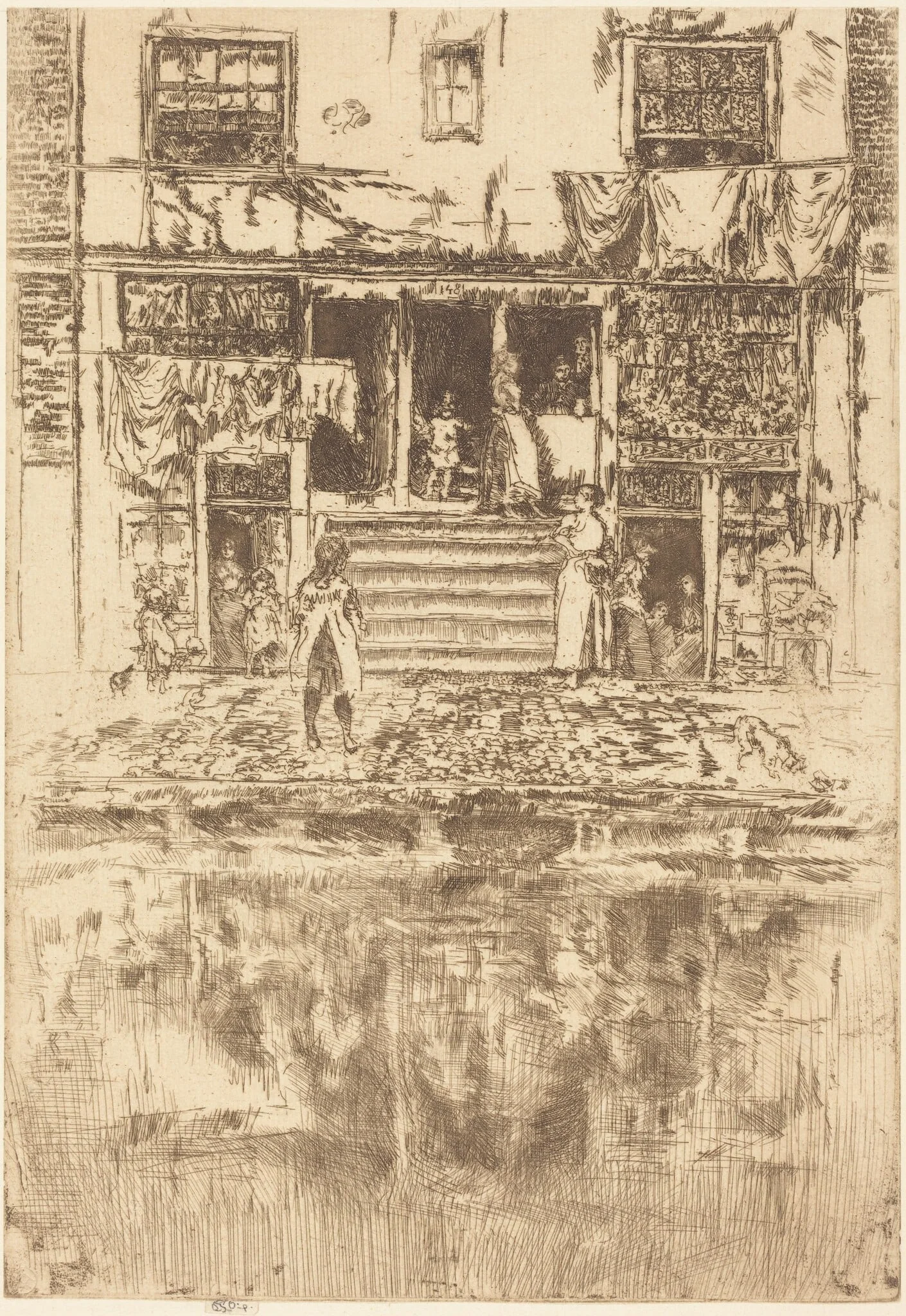 The Steps, Amsterdam, by James McNeill Whistler, ink, 1889