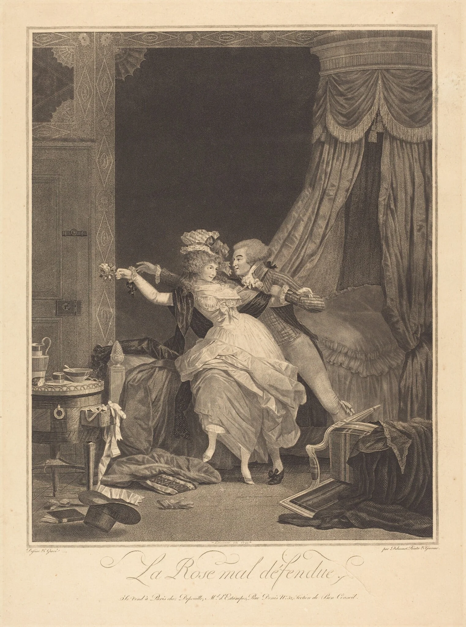 La Rose mal defendue (The Poorly Defended Rose), by Philibert-Louis Debucourt, ink, 1791