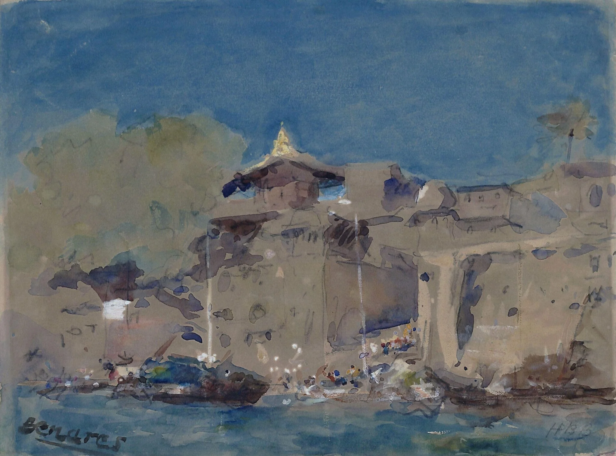 Benares, by Hercules Brabazon Brabazon, watercolor, 1850