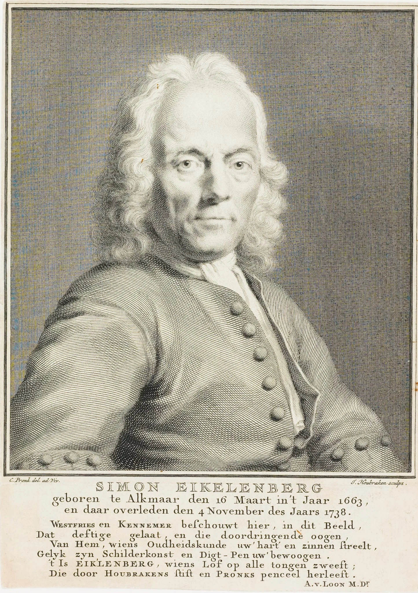 Simon Eikelenberg, by Jacobus Houbraken, 1749
