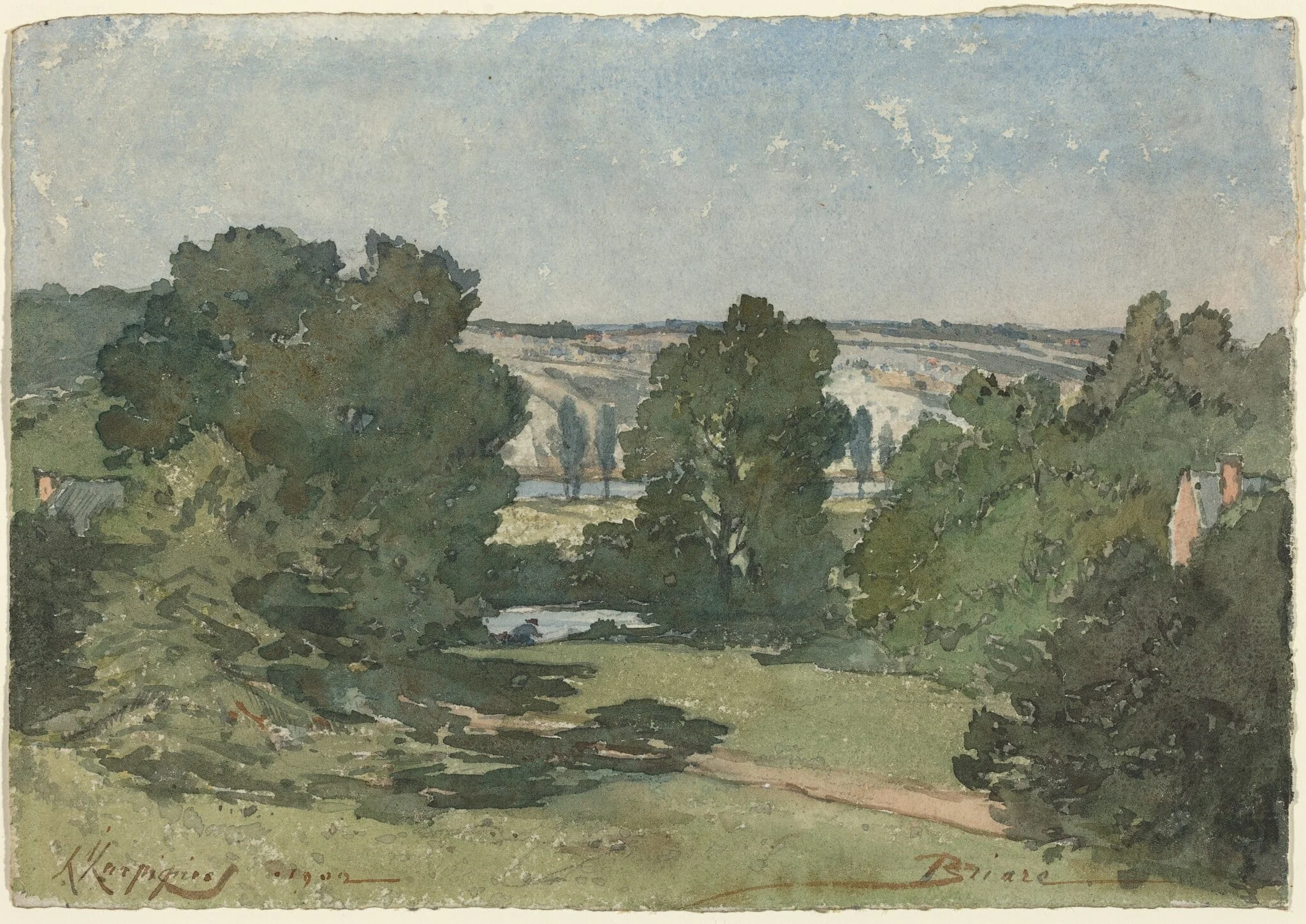 Briare, by Henri-Joseph Harpignies, graphite, 1902