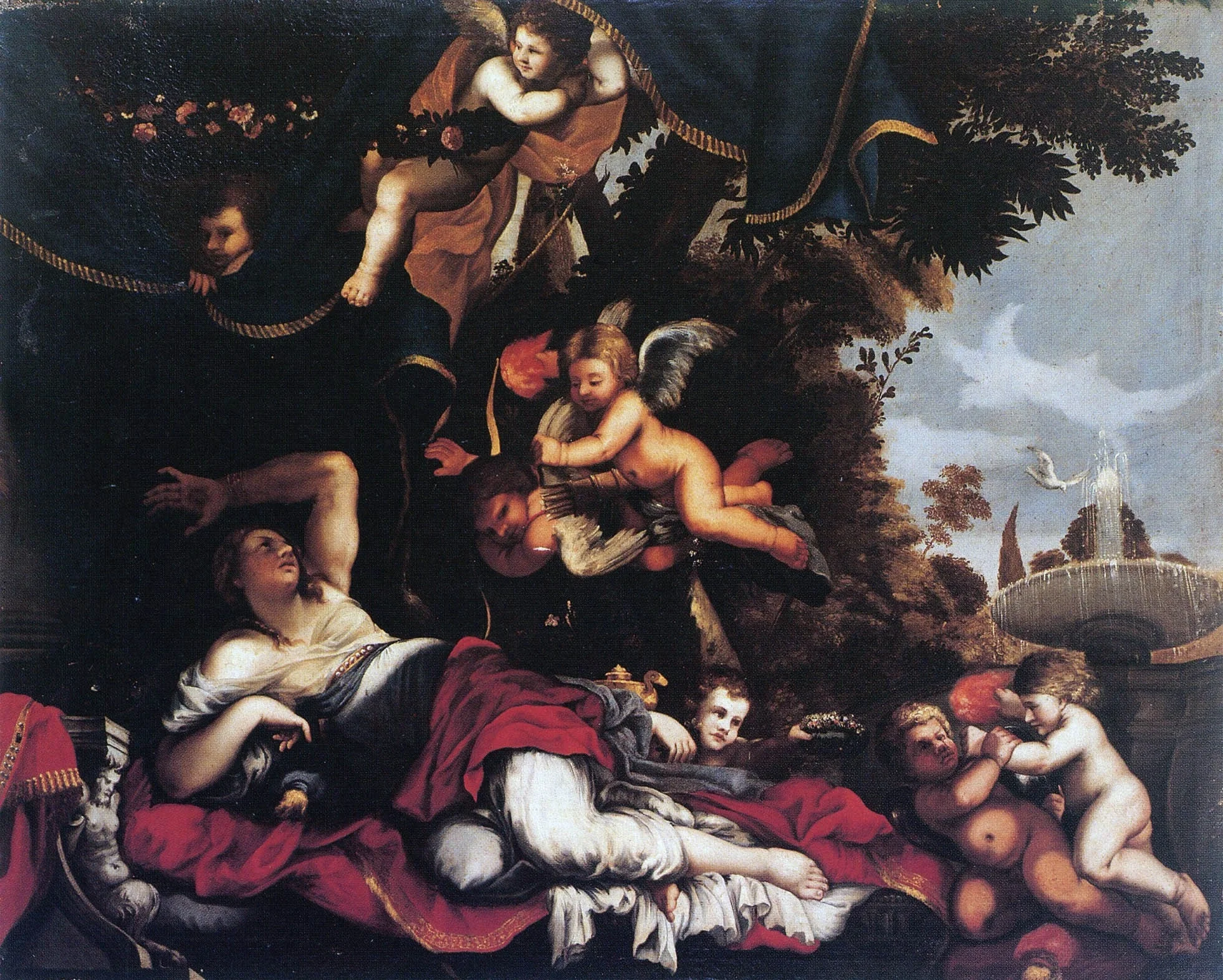 Nymph and loves, by Unknown, unspecified, 1750