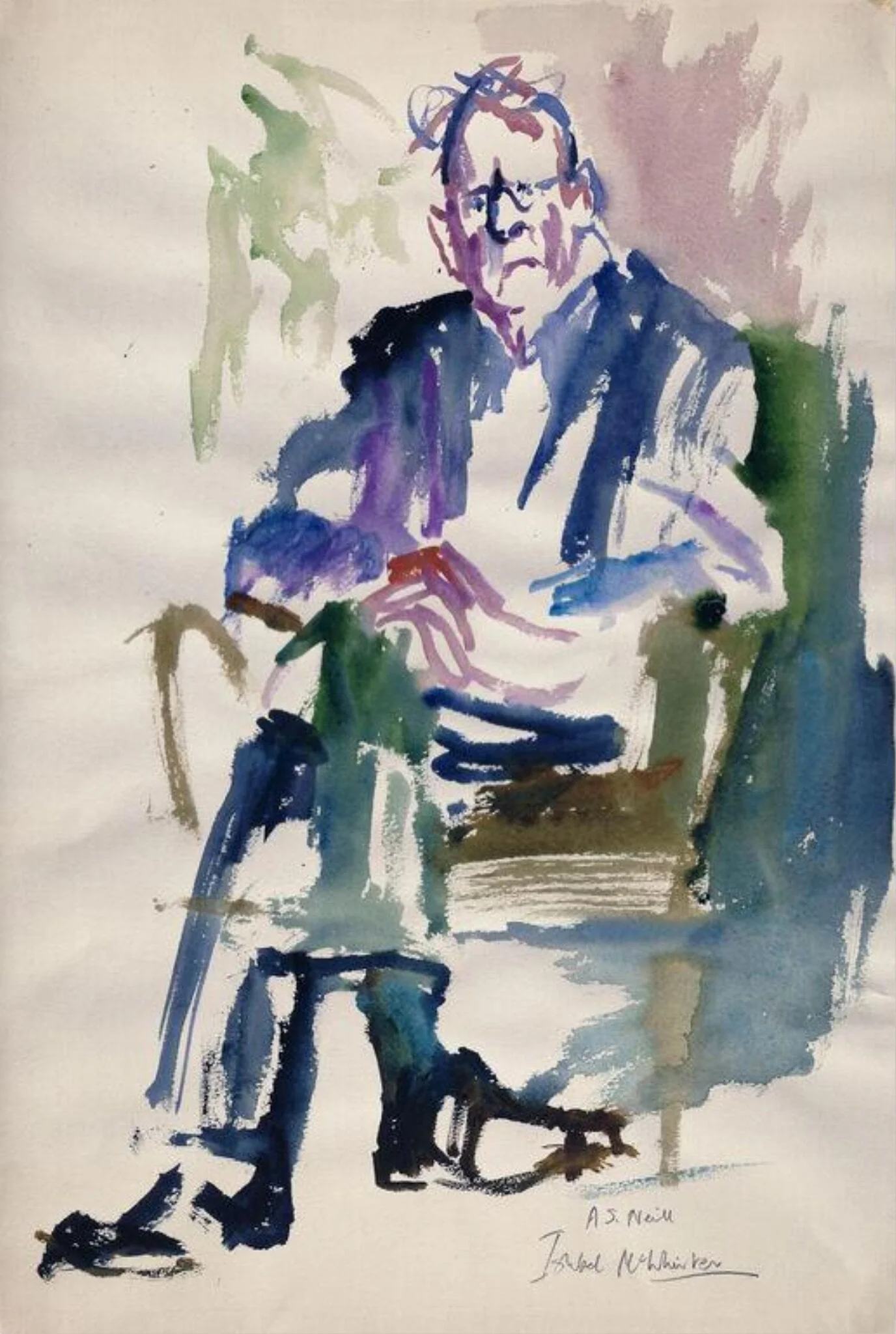A. S. Neill, by Ishbel McWhirter, watercolor, 1964
