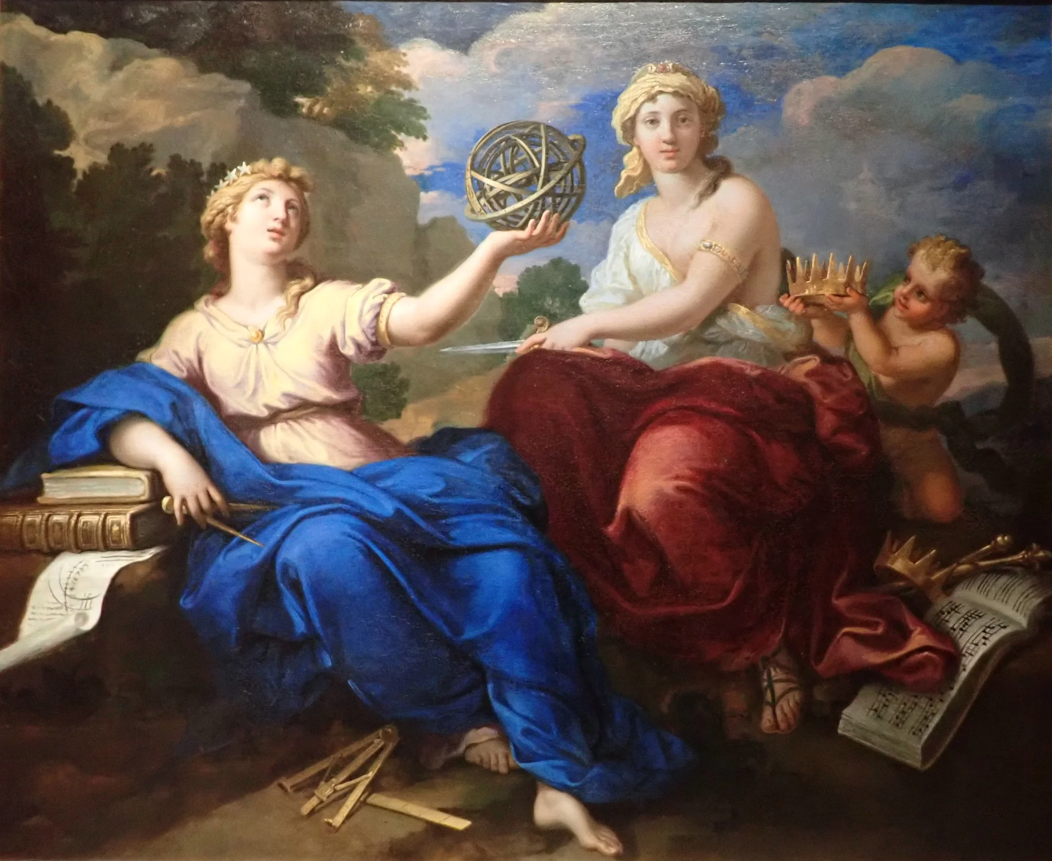 Urania and Melpomene, by Louis de Boullogne, oil, 1690