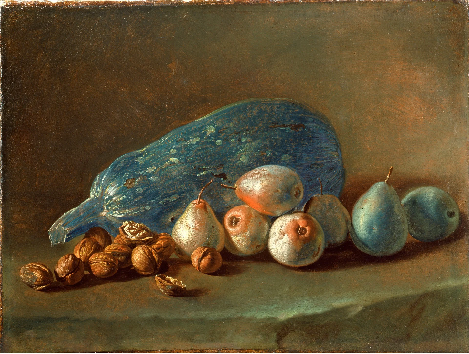 Still Life with Pumpkin, Pears and Walnuts, by Giacomo Ceruti, unspecified, 1750