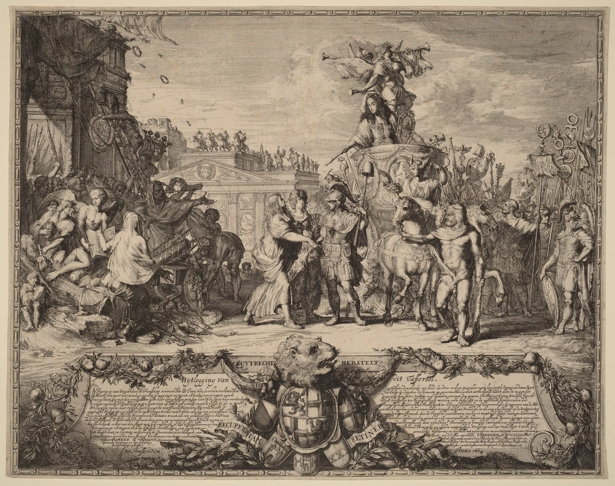 Uytrecht Herstelt (The Recapture of Utrecht, 1673), by Romeyn de Hooghe, ink, 1674
