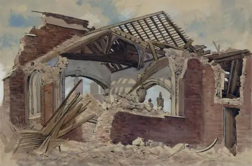 Chelsea Old Church, after destruction by a German bomb in an air raid on the night of 16th/17th April 1941