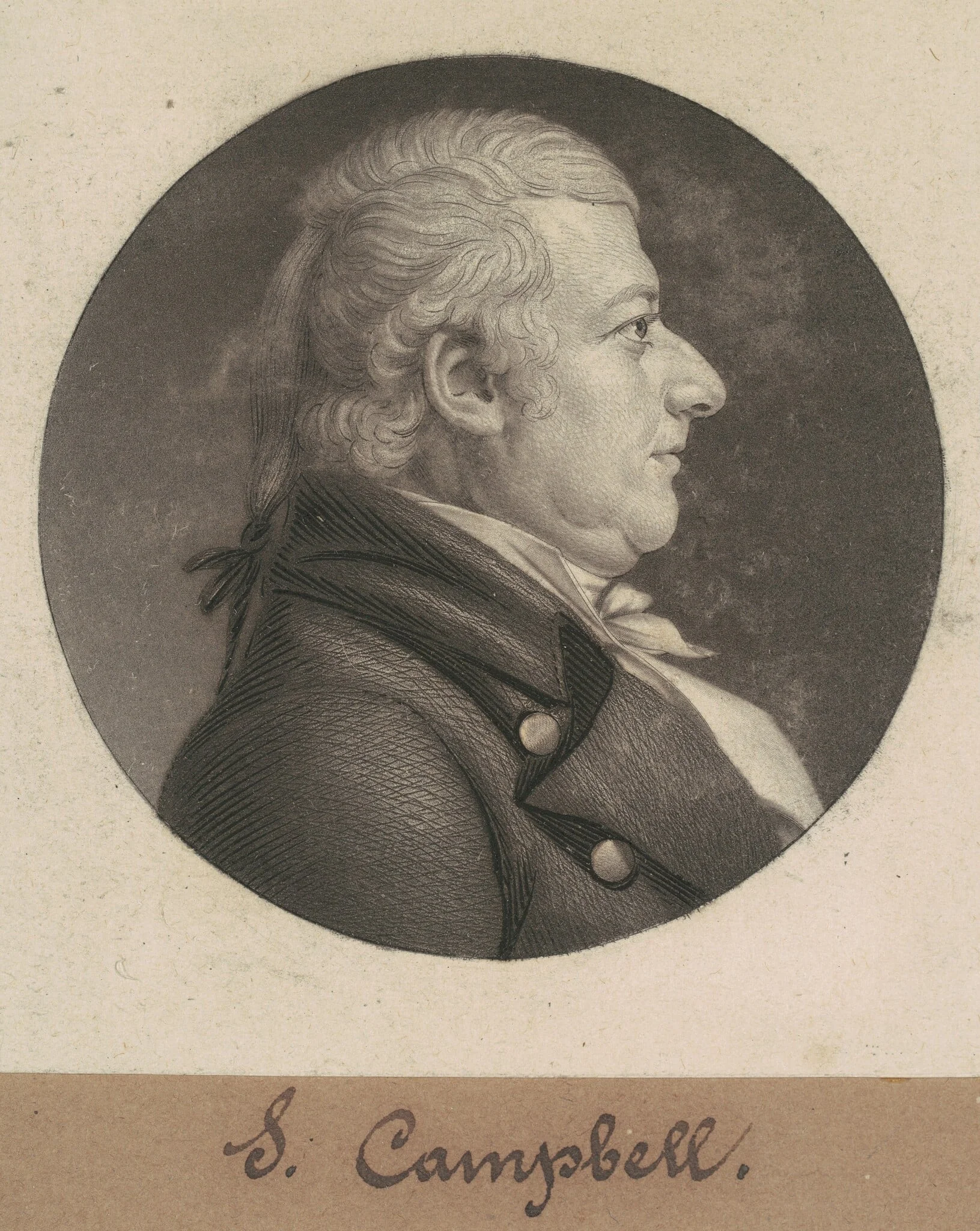 John Campbell, by Charles Balthazar Julien Févret de Saint-Mémin, ink, 1806
