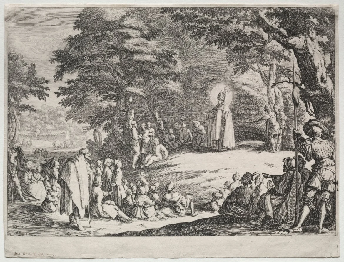 St. Amo Preaching in a Wood, by Jacques Callot, 1624