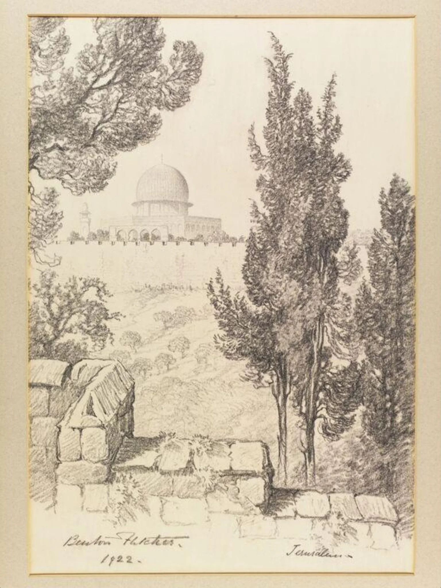 The Dome of the Rock, from the Mount of Olives, by George Henry Benton Fletcher, watercolor, 1922