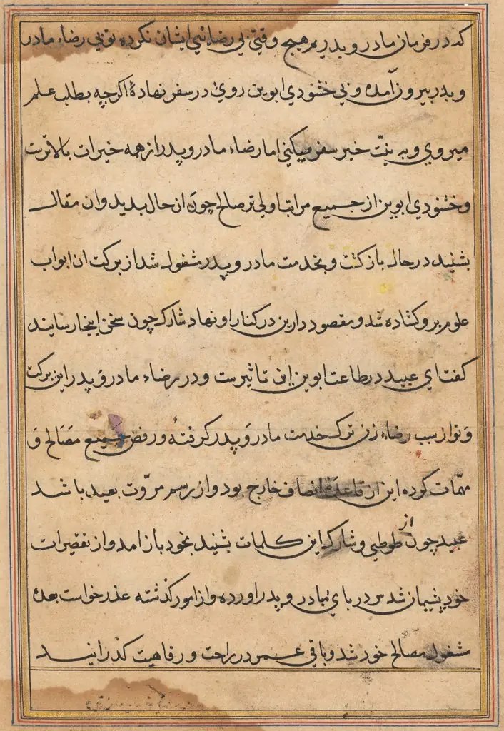 Page from Tales of a Parrot (Tuti-nama): text page
