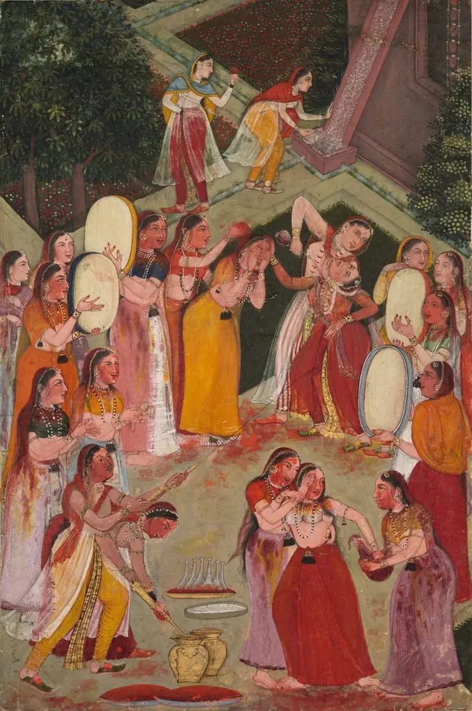 Girls Spraying Each Other at Holi