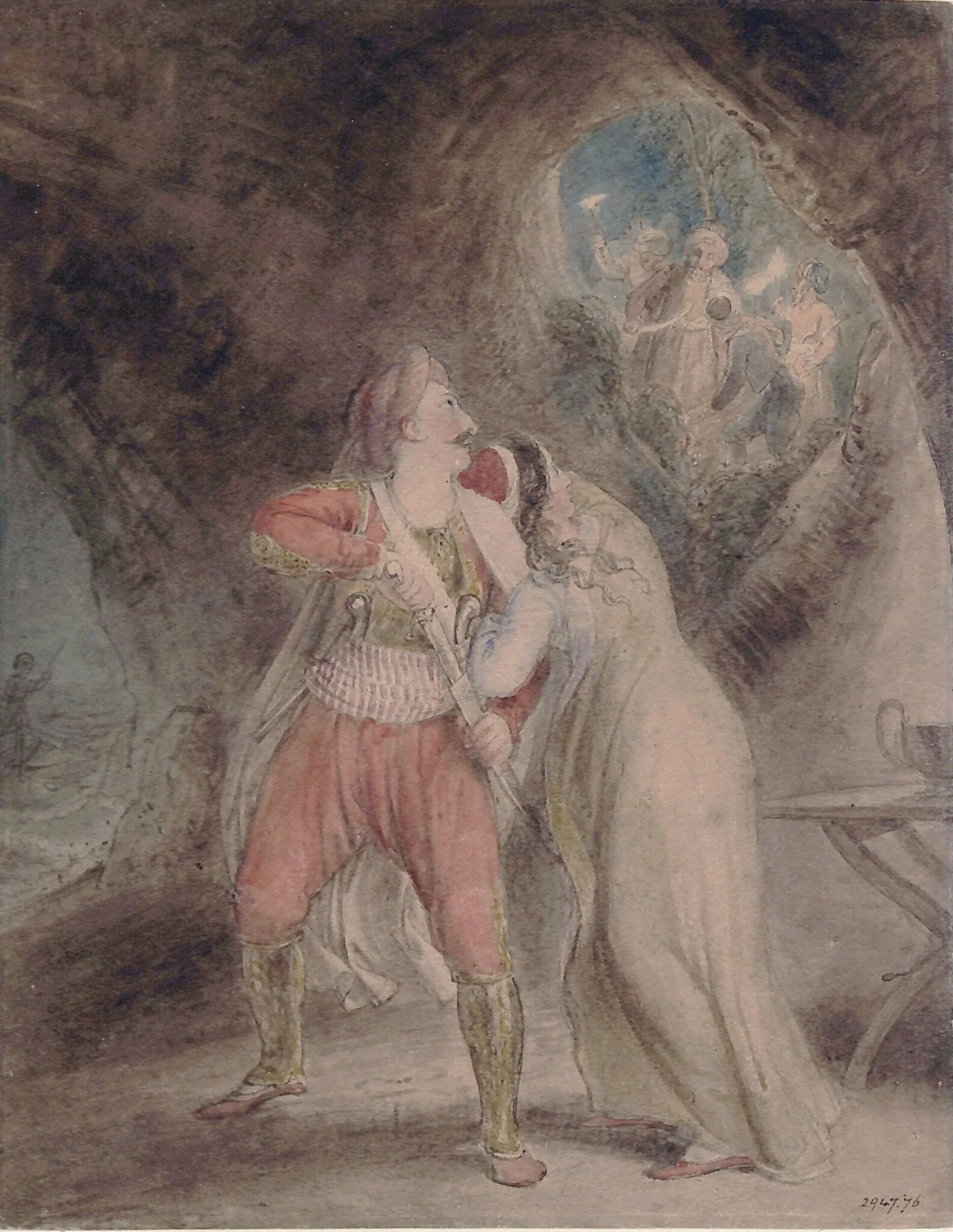 Selim discovered with Zuleika by Giaffir and his men