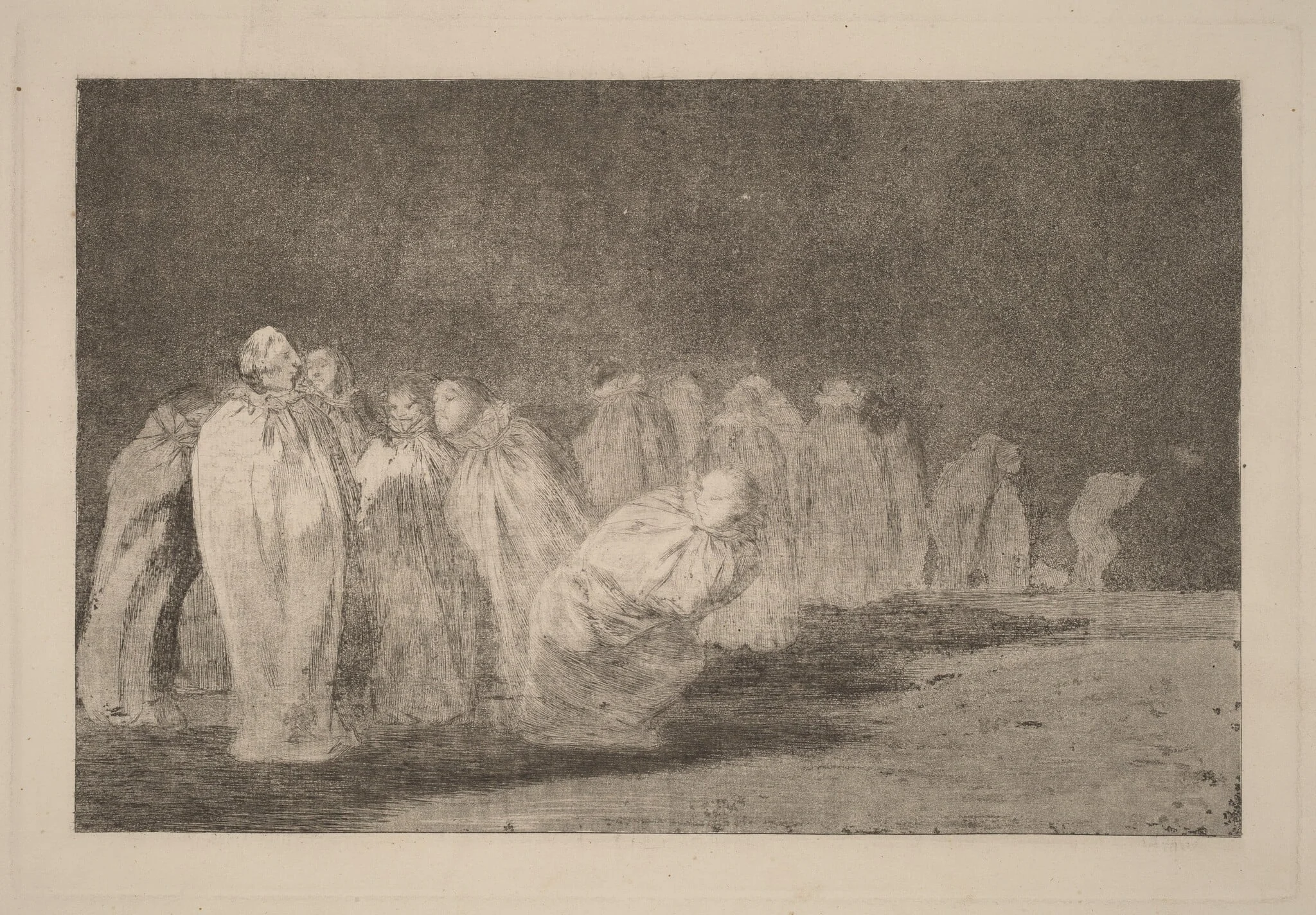 Los ensacados (The Men in Sacks), by Francisco Goya, ink, 1816