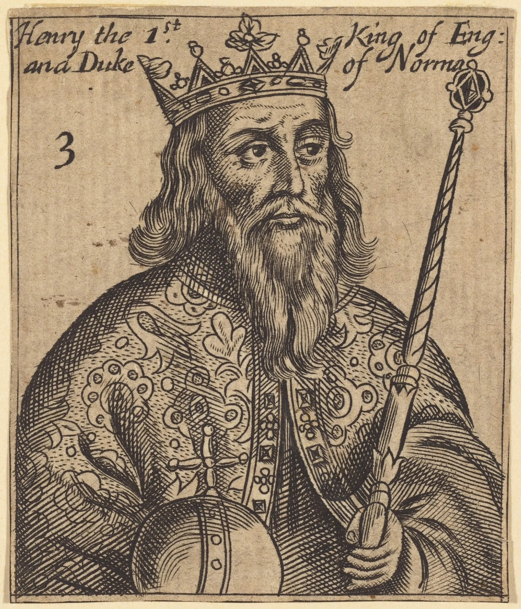 Henry I, King of England, by British 17th Century, ink, 1650