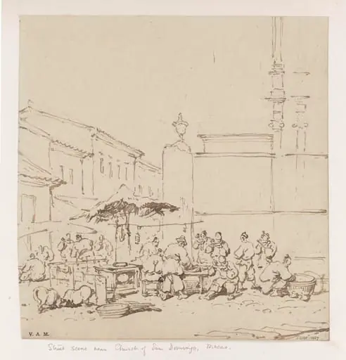 The market outside the church of San Domingos, Macau