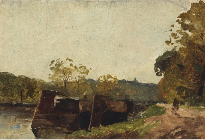 Barges on a River, by Nathaniel Hone the Younger, unspecified, 1881