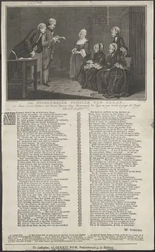 History print and poem 'The unhappy family of Calas'