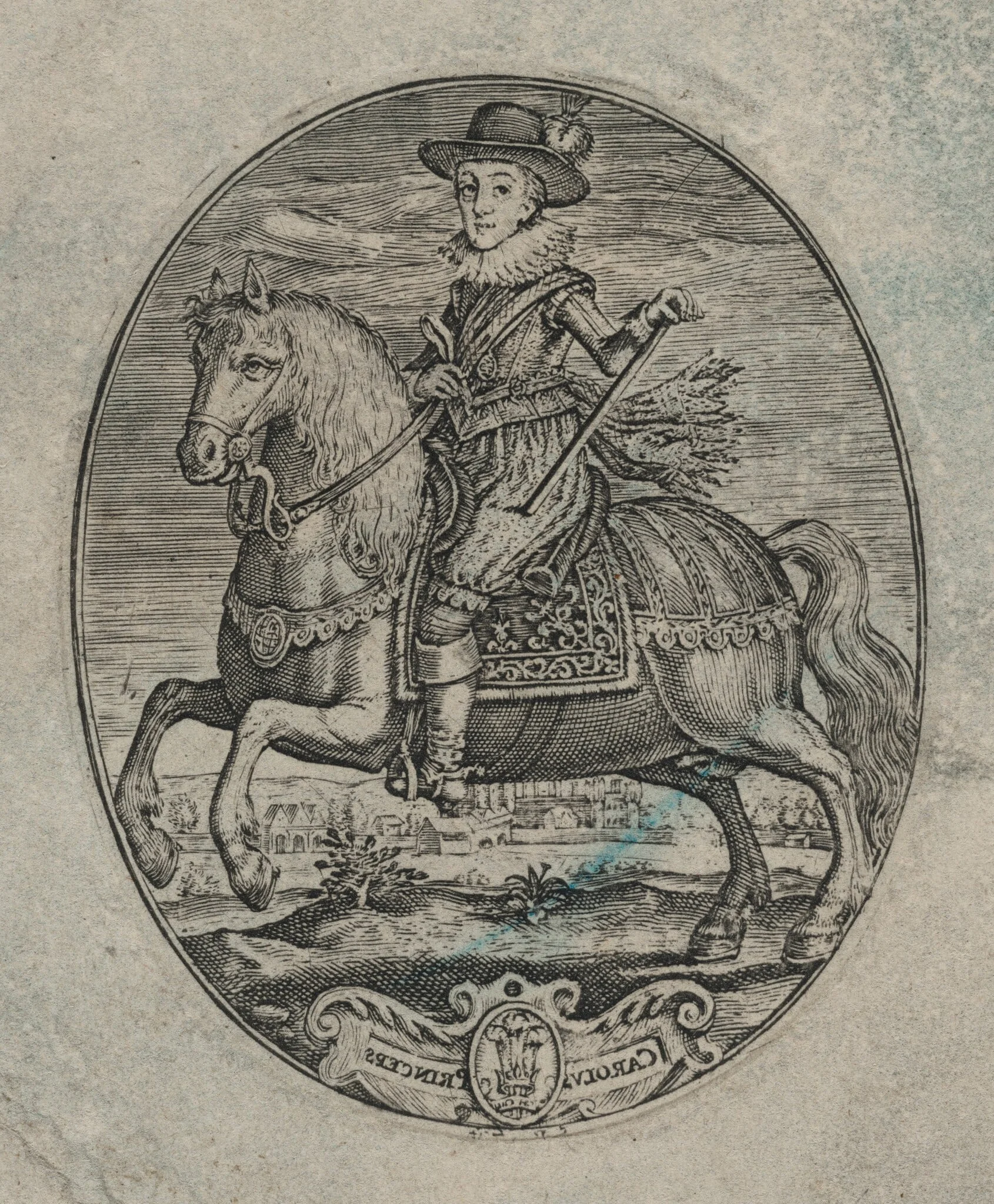 Charles I, King of England, On Horseback [bottom half], by Simon van de Passe, ink, 1621