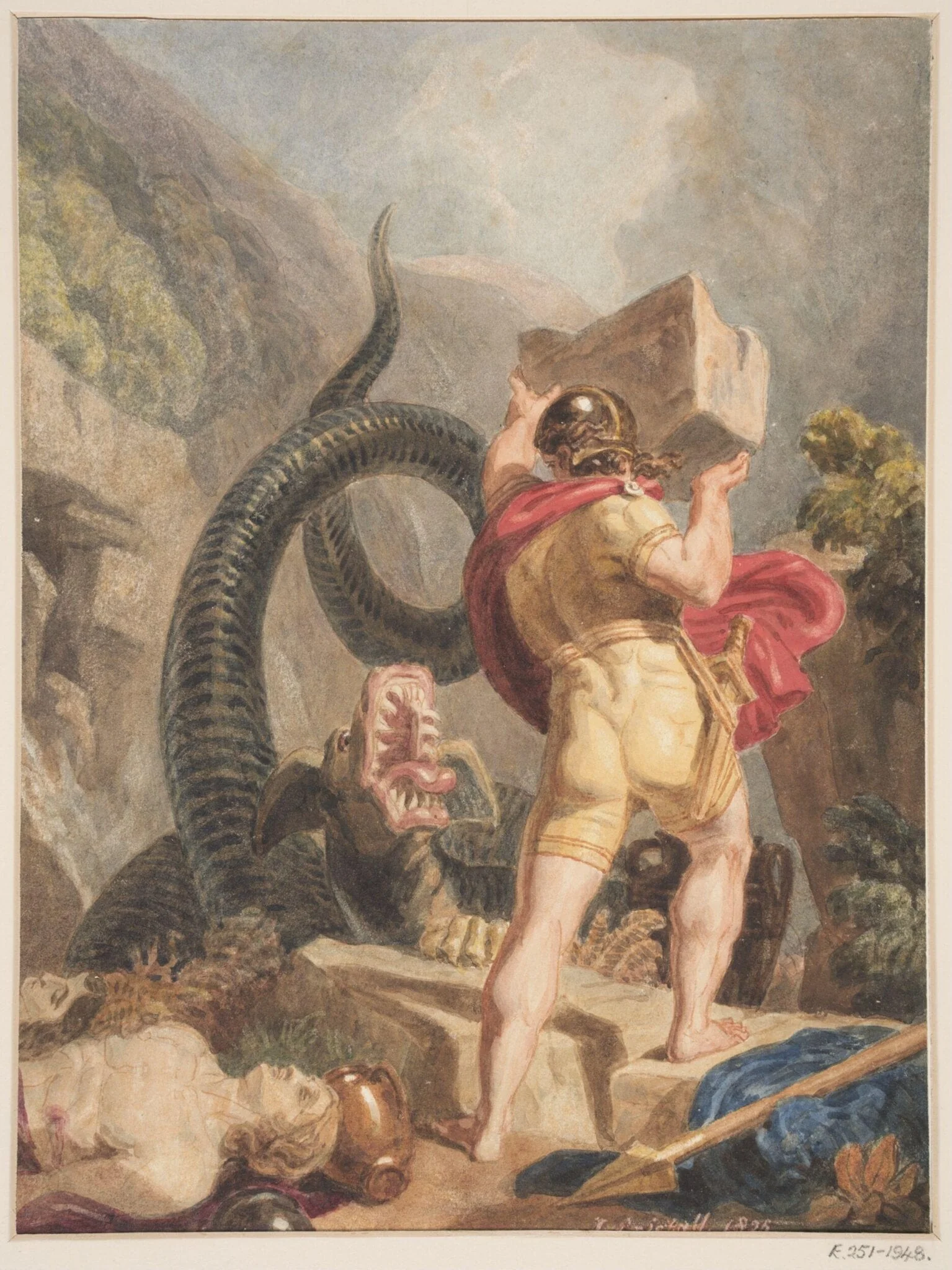 Cadmus destroying the Dragon at the Spring of Dirce, by Joshua Cristall, 1825