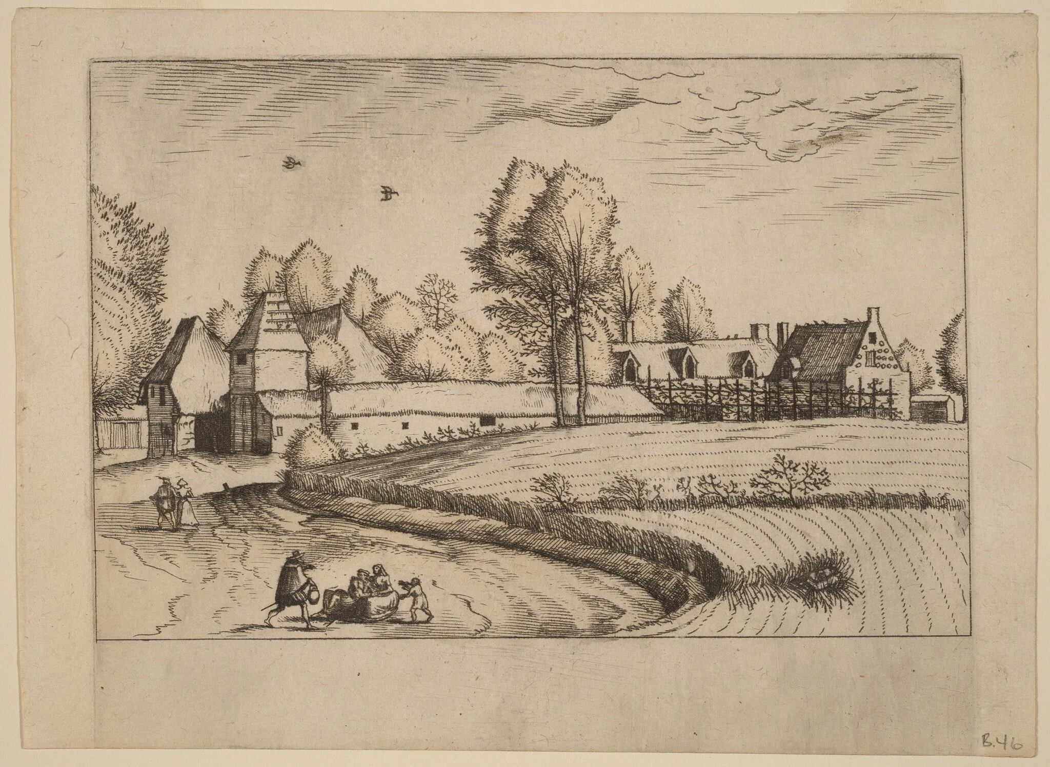 Country Houses, by Lucas van Doetechum, ink, 1560