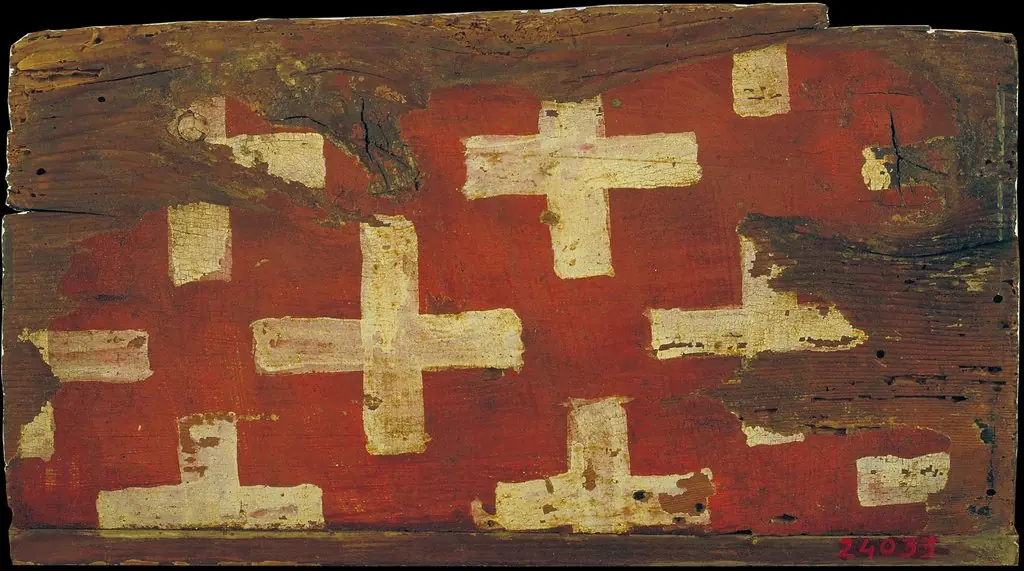 Small coffered ceiling panel with crosses, the emblem of the Cruïlles family