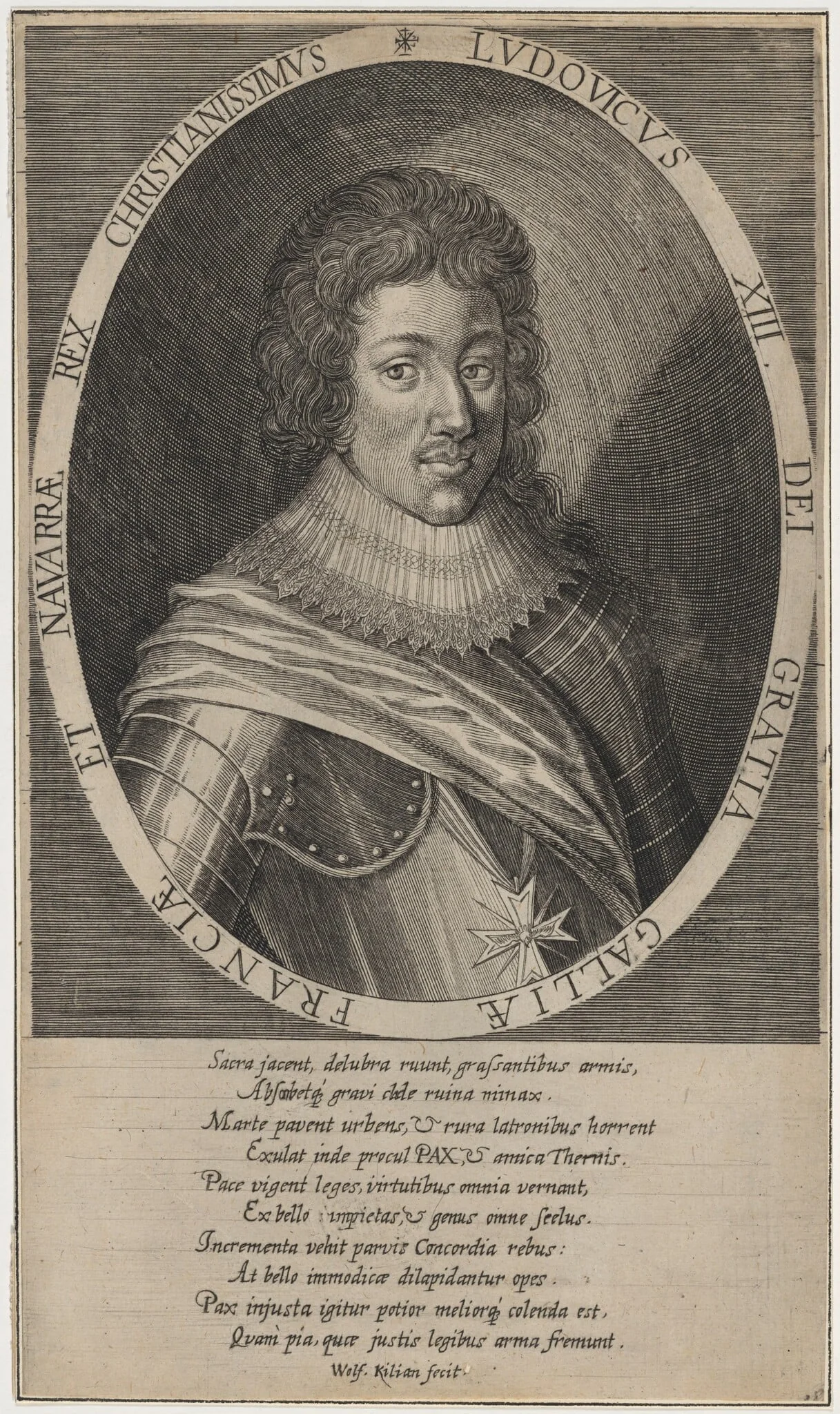 Louis XIII of France, by Wolfgang Philipp Kilian, ink, 1693