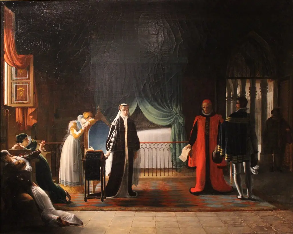 Marie Stuart, reine d'Écosse, recevant sa sentence de mort que vient de ratifier le Parlement by Jean-Baptiste Vermay
