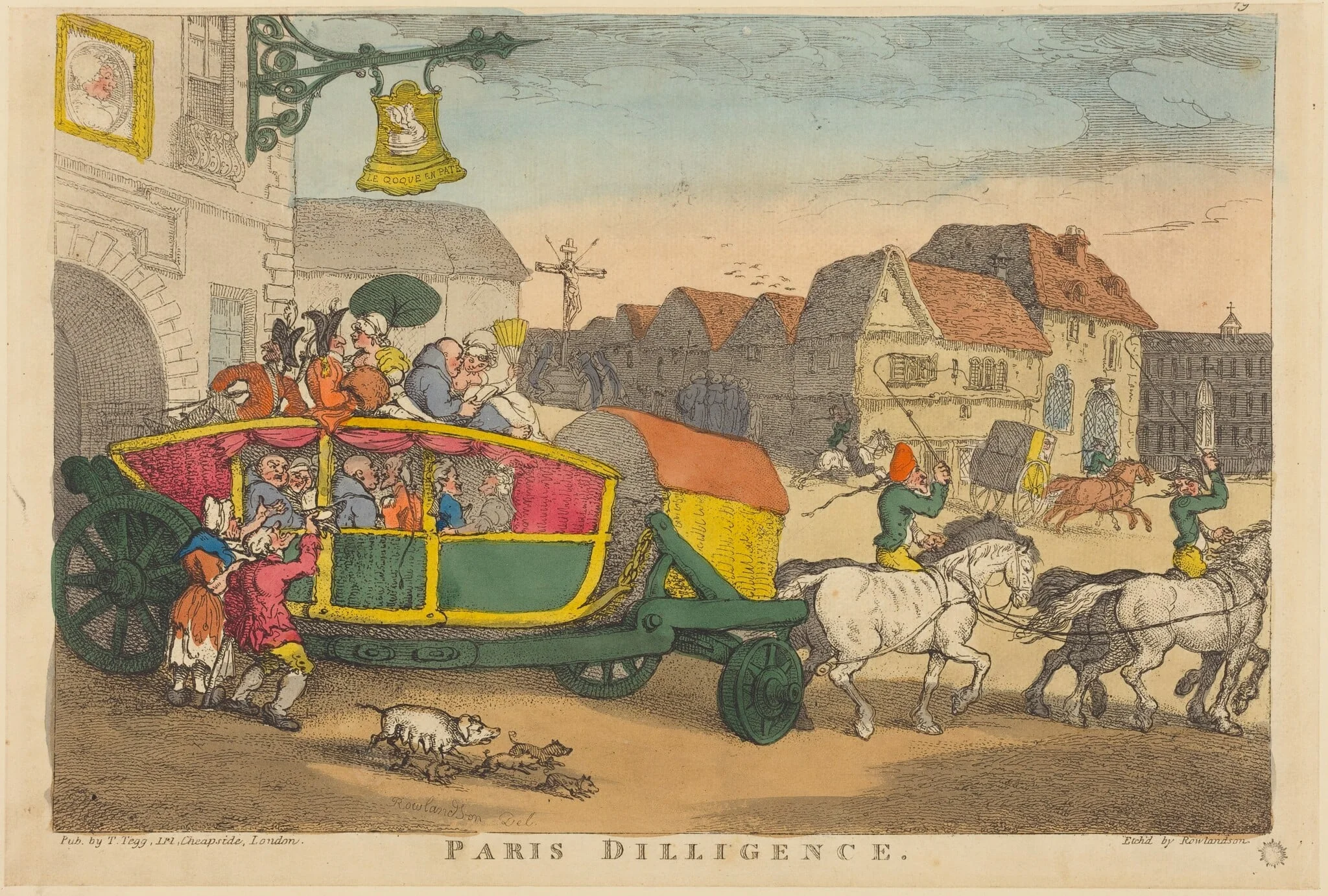 Paris Diligence, by Thomas Rowlandson, ink, 1810