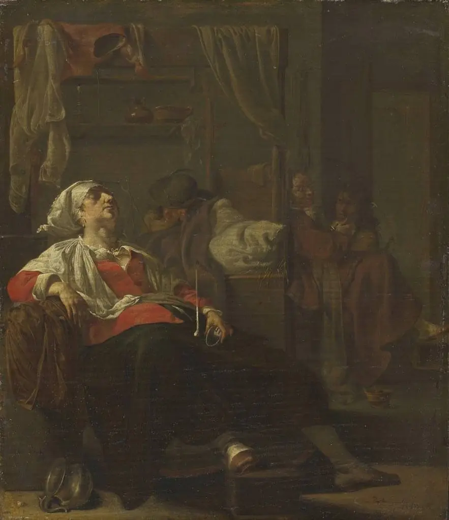 Brothel scene with a sleeping couple