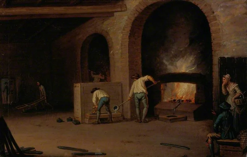 Lead Processing at Leadhills: Smelting the Ore, by David Allan, oil, 1780