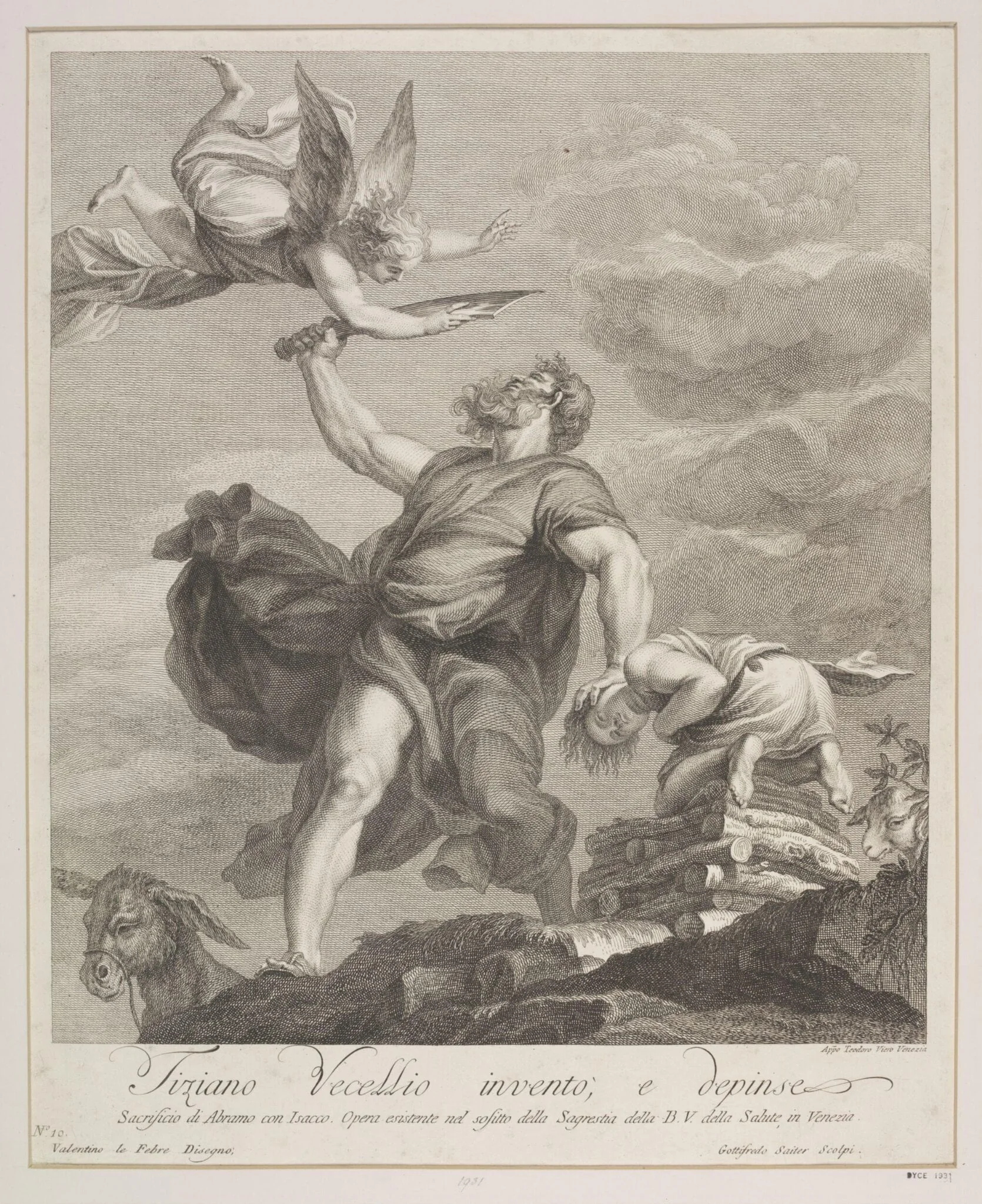 Abraham offering Isaac, by Johann Gottfried Seutter, 1725