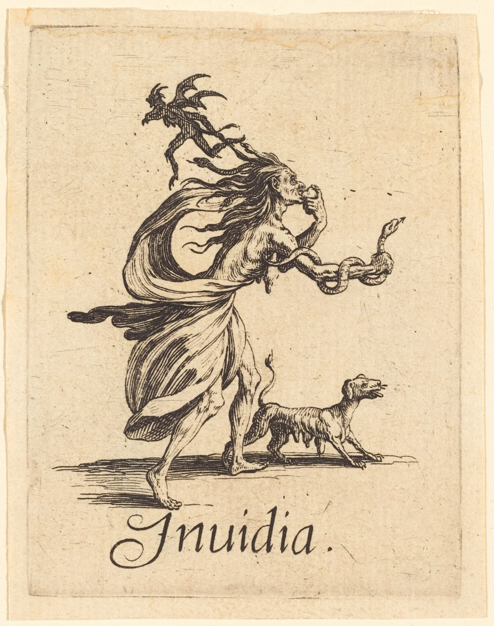 Envy, by Jacques Callot, ink, 1621