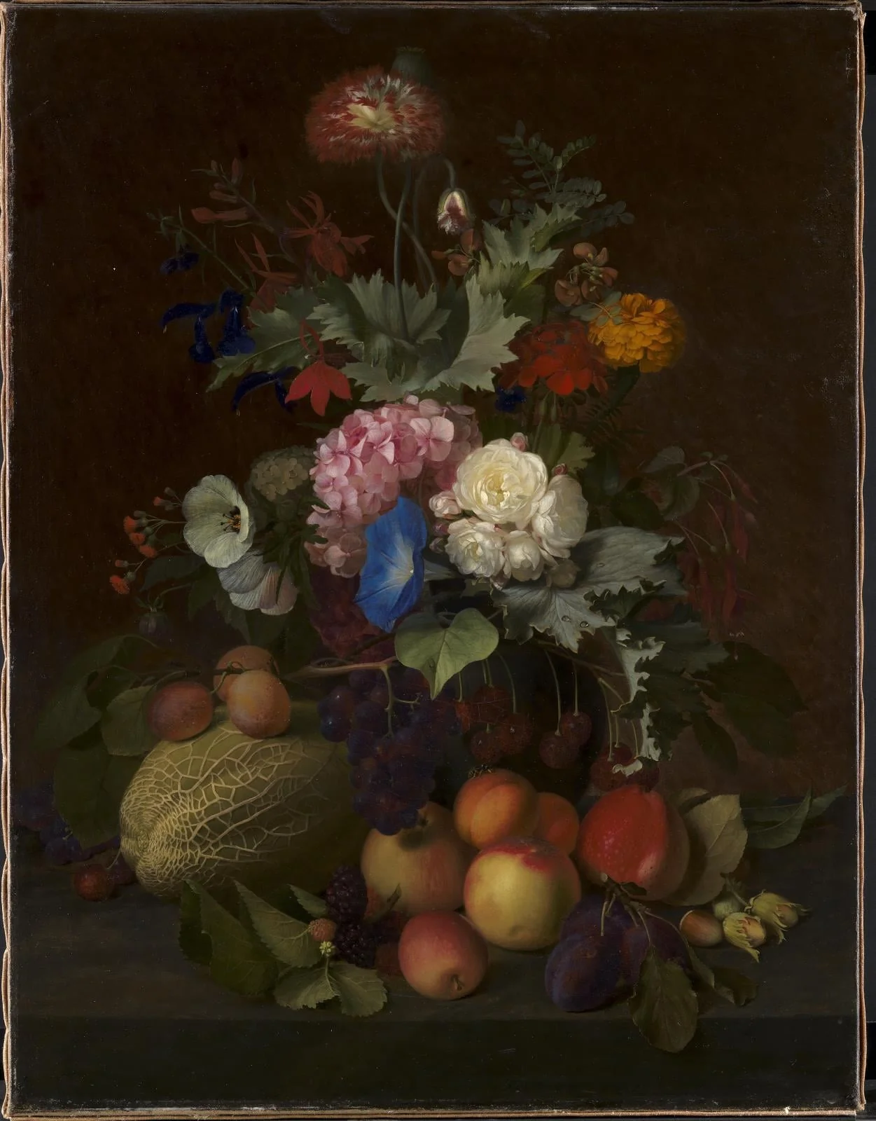 Still Life with Fruit and Flowers, by Unknown, unspecified, 1852