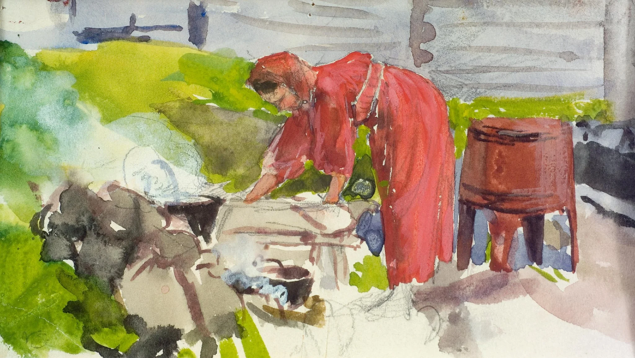 Tyttö pyykillä Tuulijärvellä, by Venny Soldan-Brofeldt, 1913