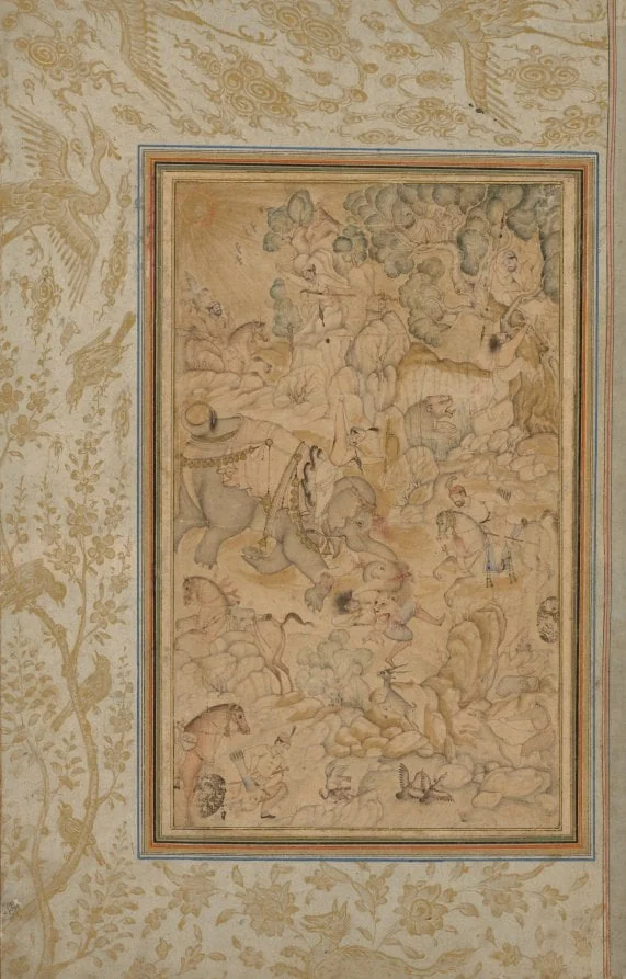 Princes hunting in a rocky landscape, by Unknown, unspecified, 1704