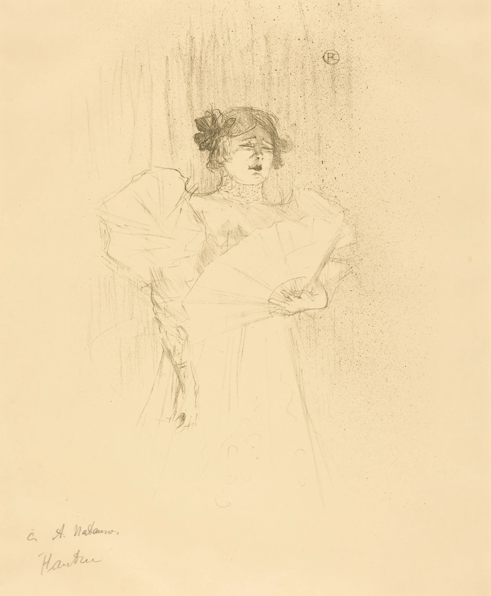 Luce Myres Full Face (Luce Myrès, de face), by Henri de Toulouse-Lautrec, ink, 1895