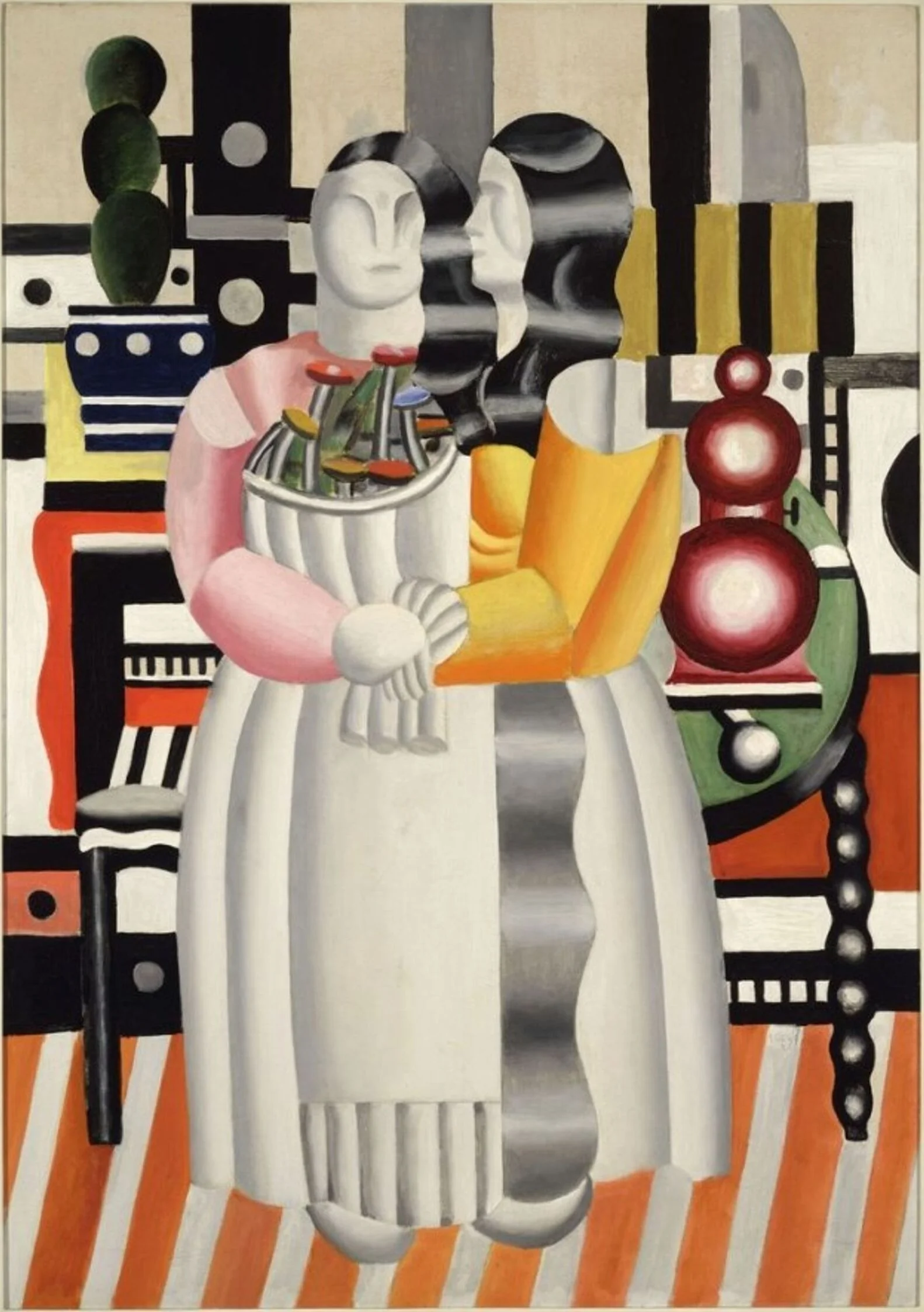 Two Women with Flowers, by Fernand Léger, oil, 1921