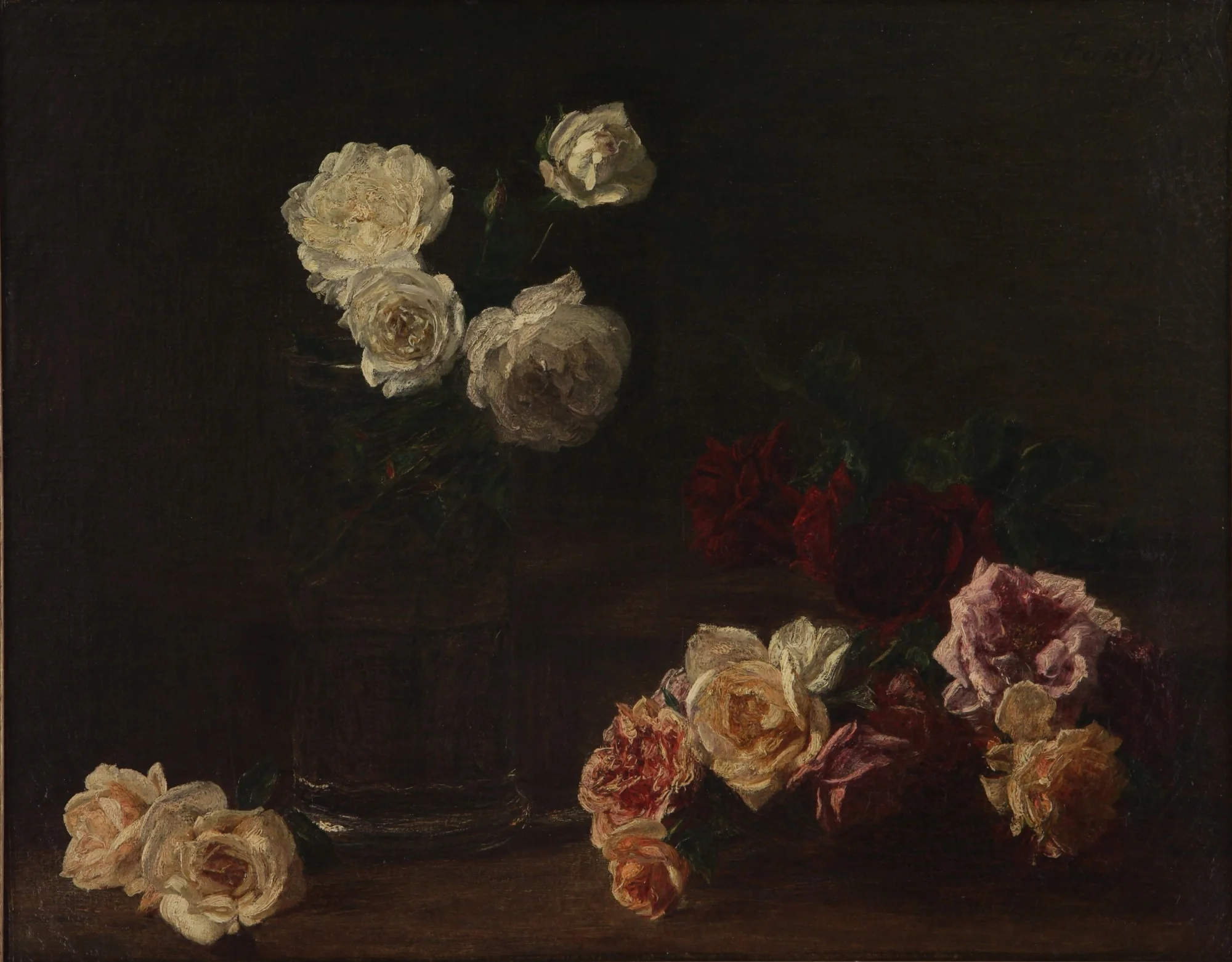 Roses blanches (Rosas blancas), by Henri Fantin-Latour, oil, 1894