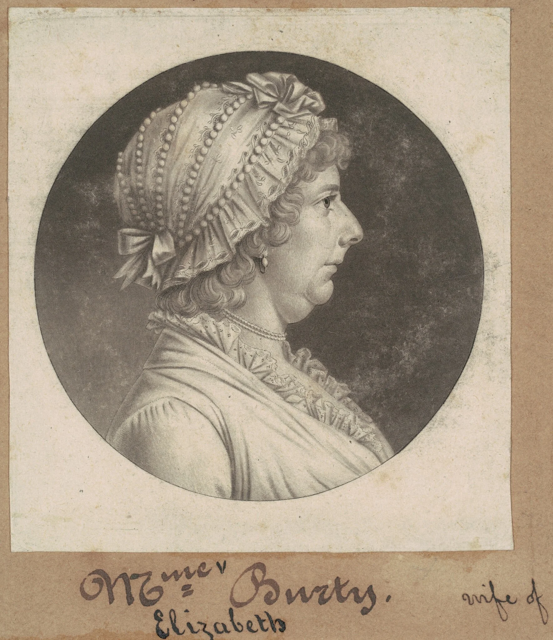 Elizabeth May Busti, by Charles Balthazar Julien Févret de Saint-Mémin, ink, 1807