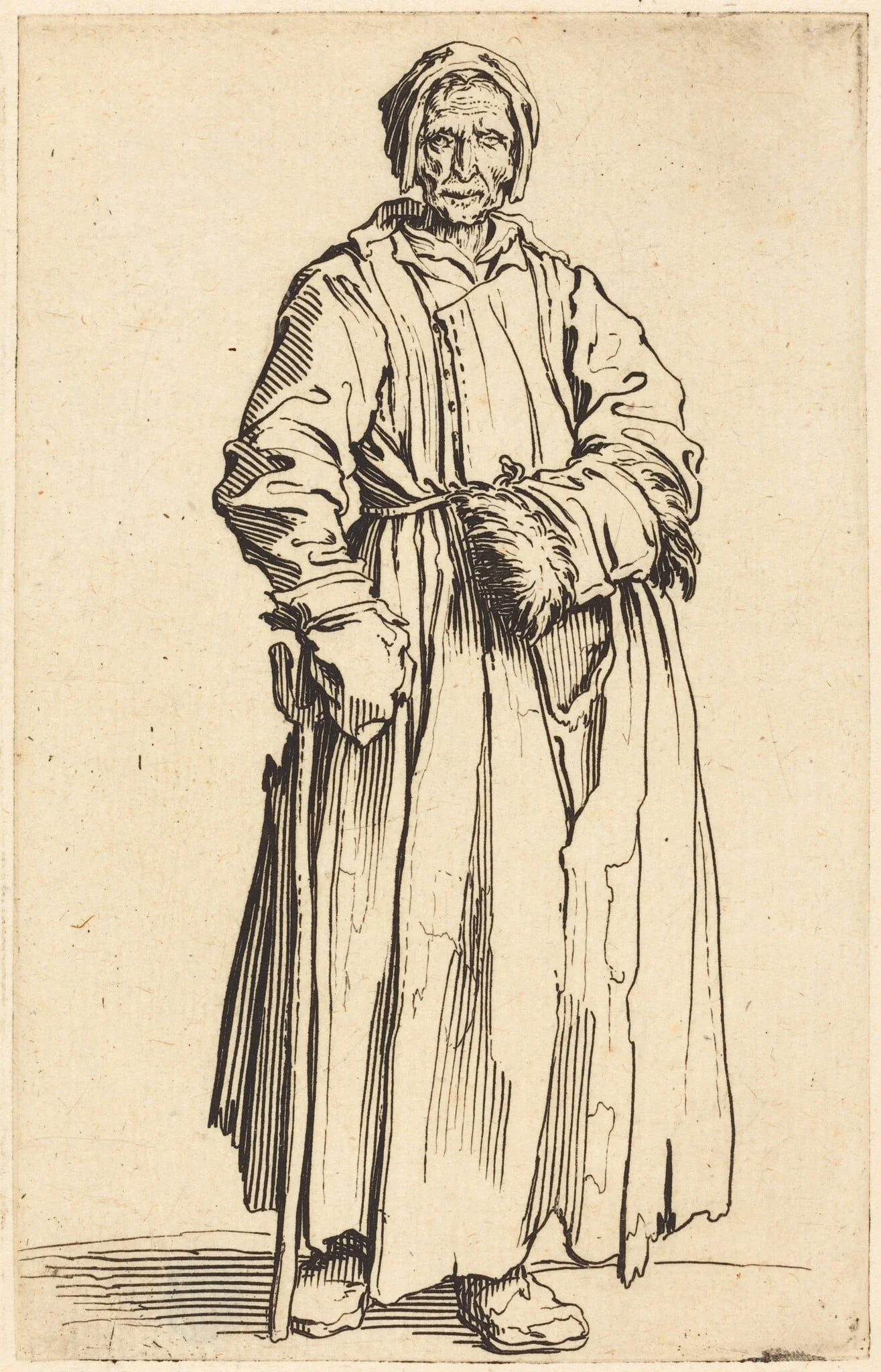 One-Eyed Woman, by Jacques Callot, ink, 1622