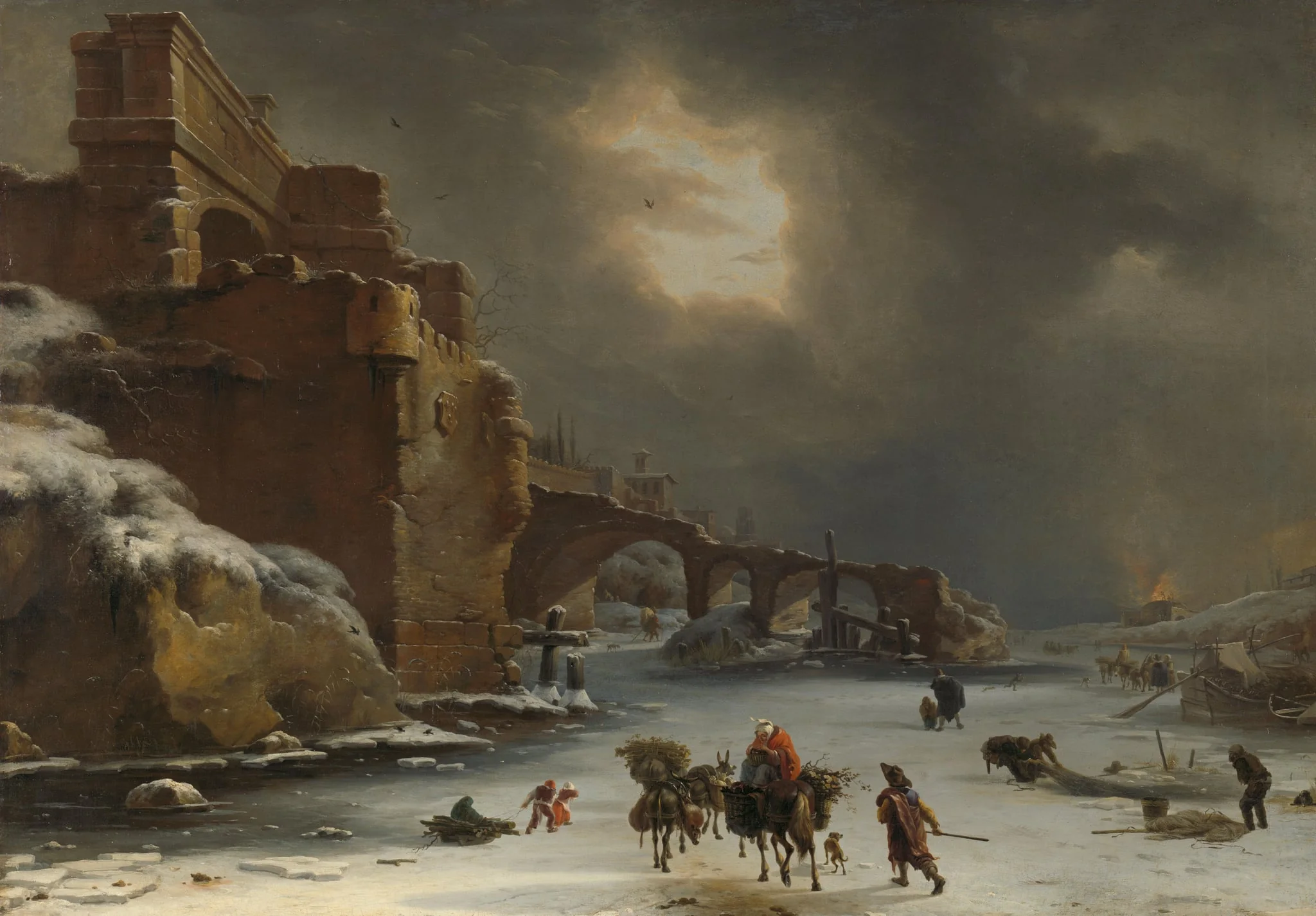 City Walls in Winter, by Unknown, unspecified, 1650